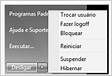 O botão desligar do Windows 7, língua portuguesa, tem várias